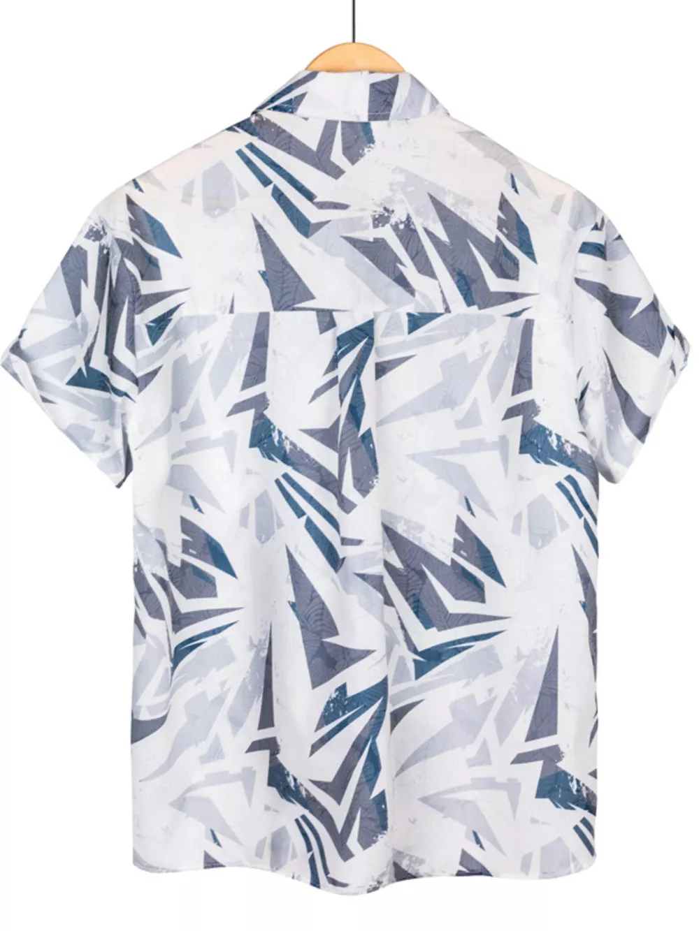 Men's Full Size Short Sleeve Geometric Print Casual Button-Down Shirt Plus Size, image 5