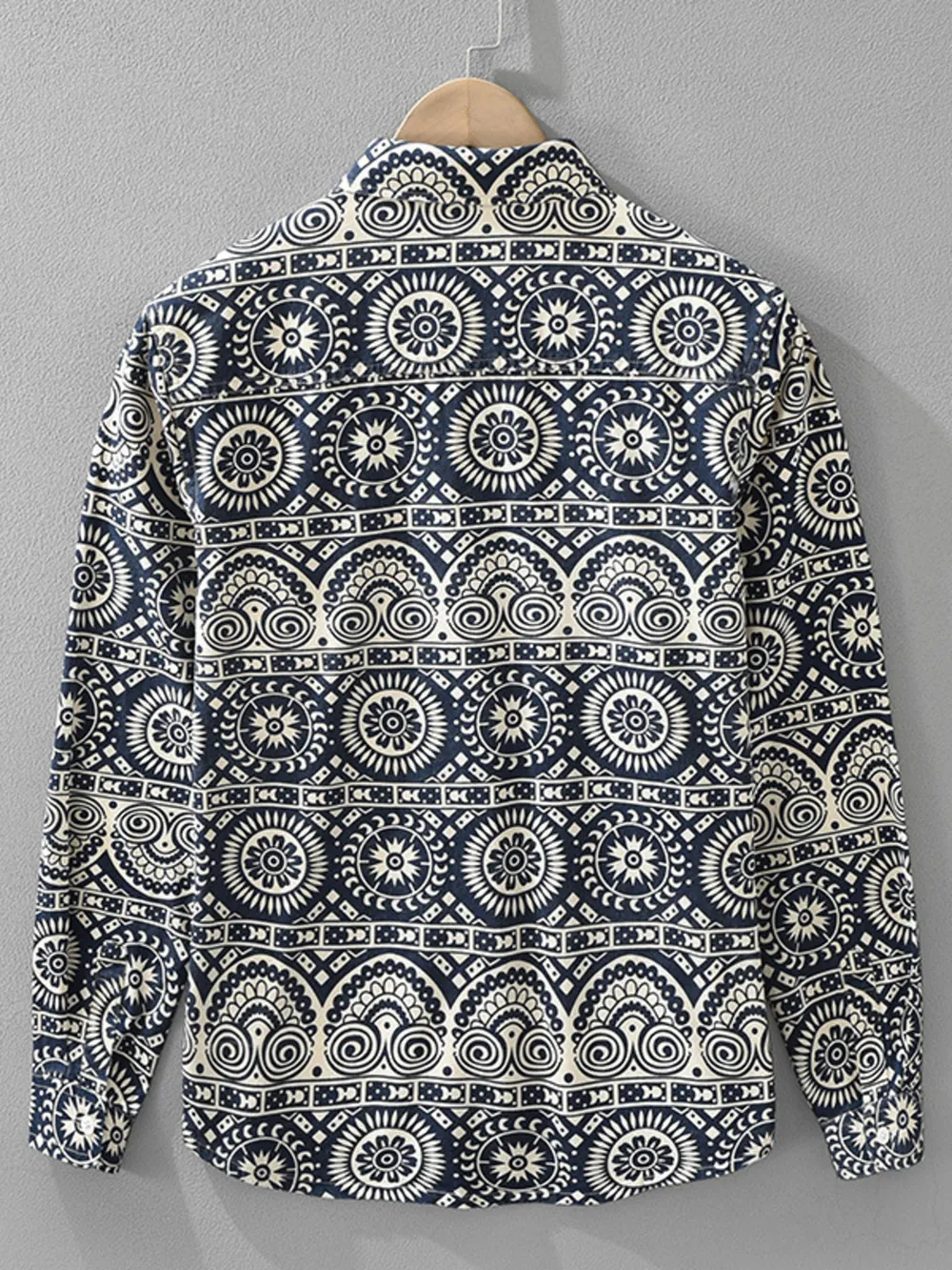 Men's Plus Size Printed Button Up Long Sleeve Shirt, image 2