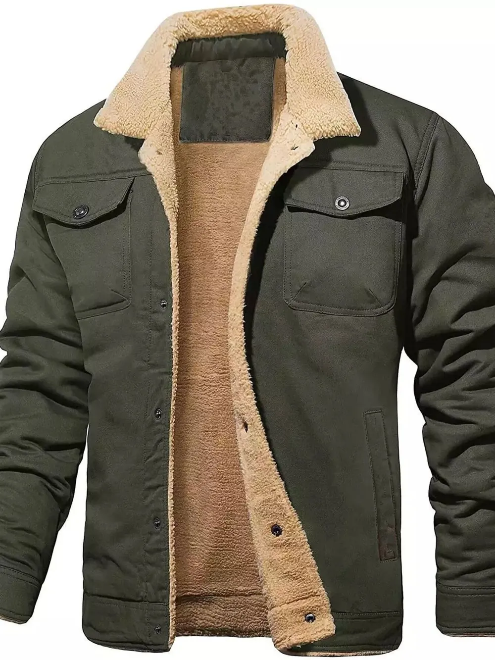 Men's Full Size Sherpa Lined Long Sleeve Jacket Plus Size, image 5