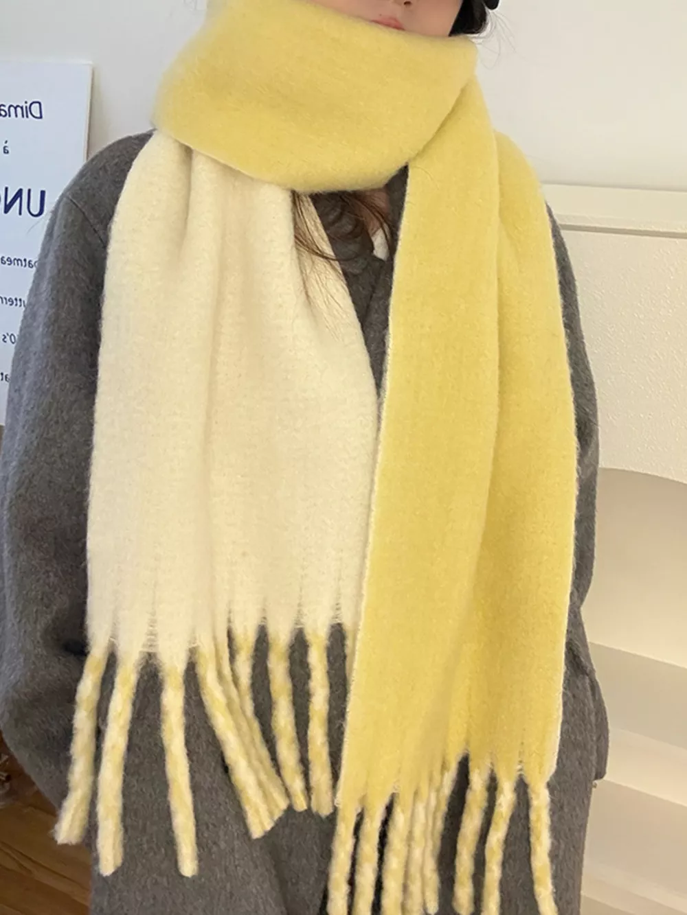Color Block Fringe Winter Scarf, image 4