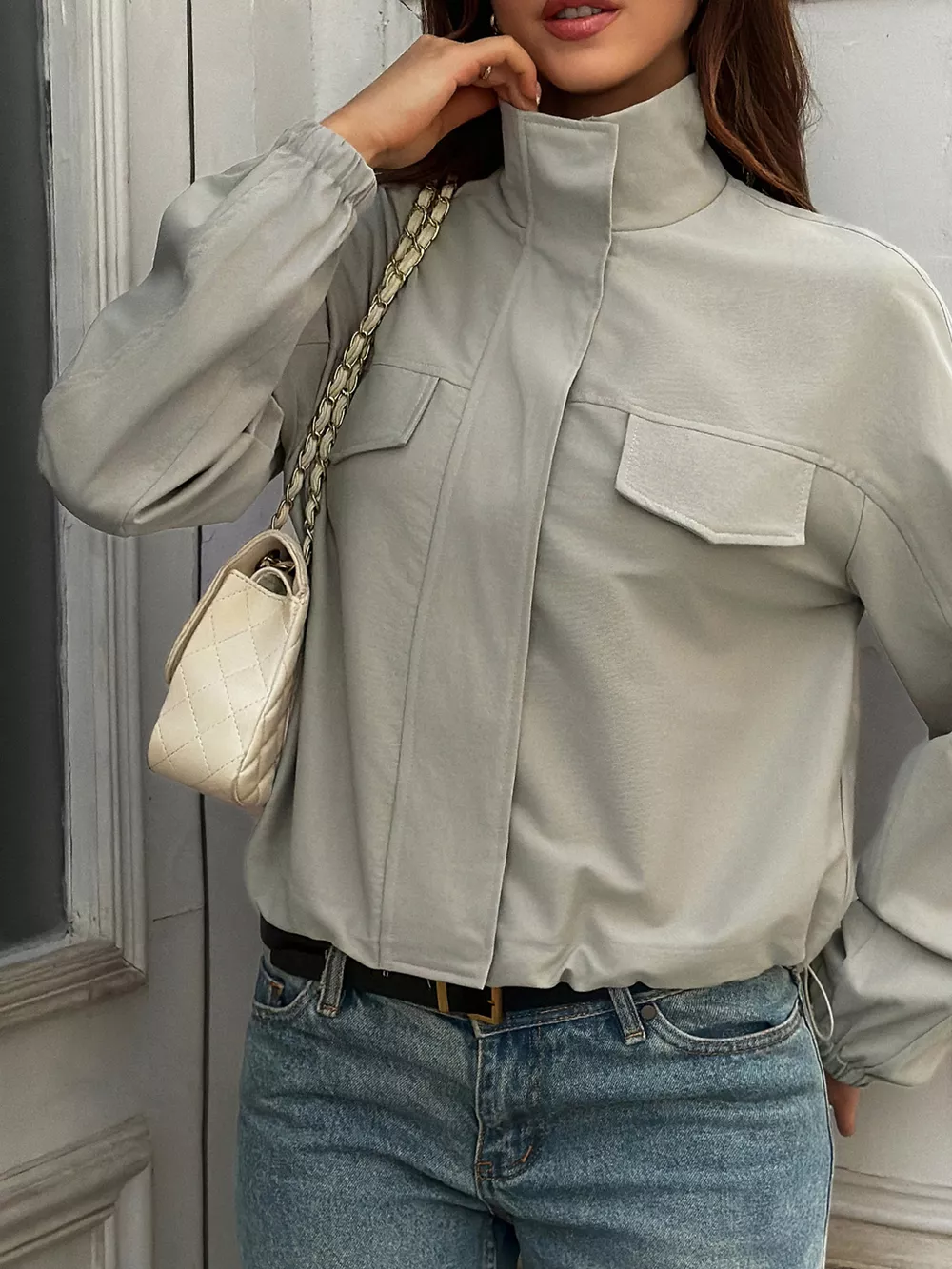 Stand Collar Zip Up Jacket, image 3