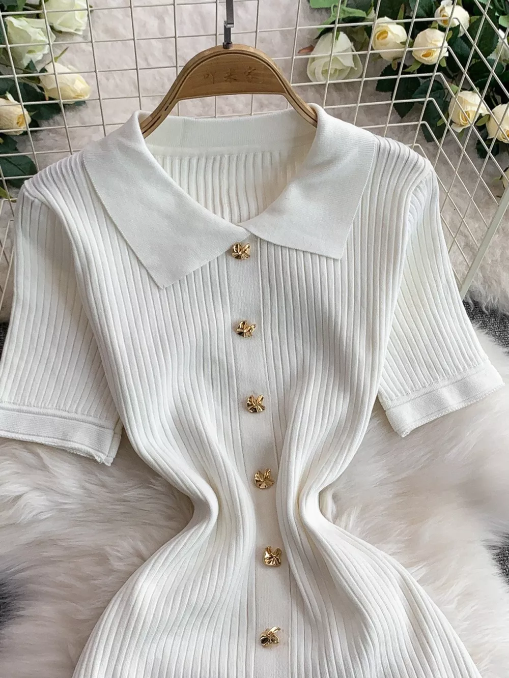 Button Front Ribbed Knit Midi Dress, image 20