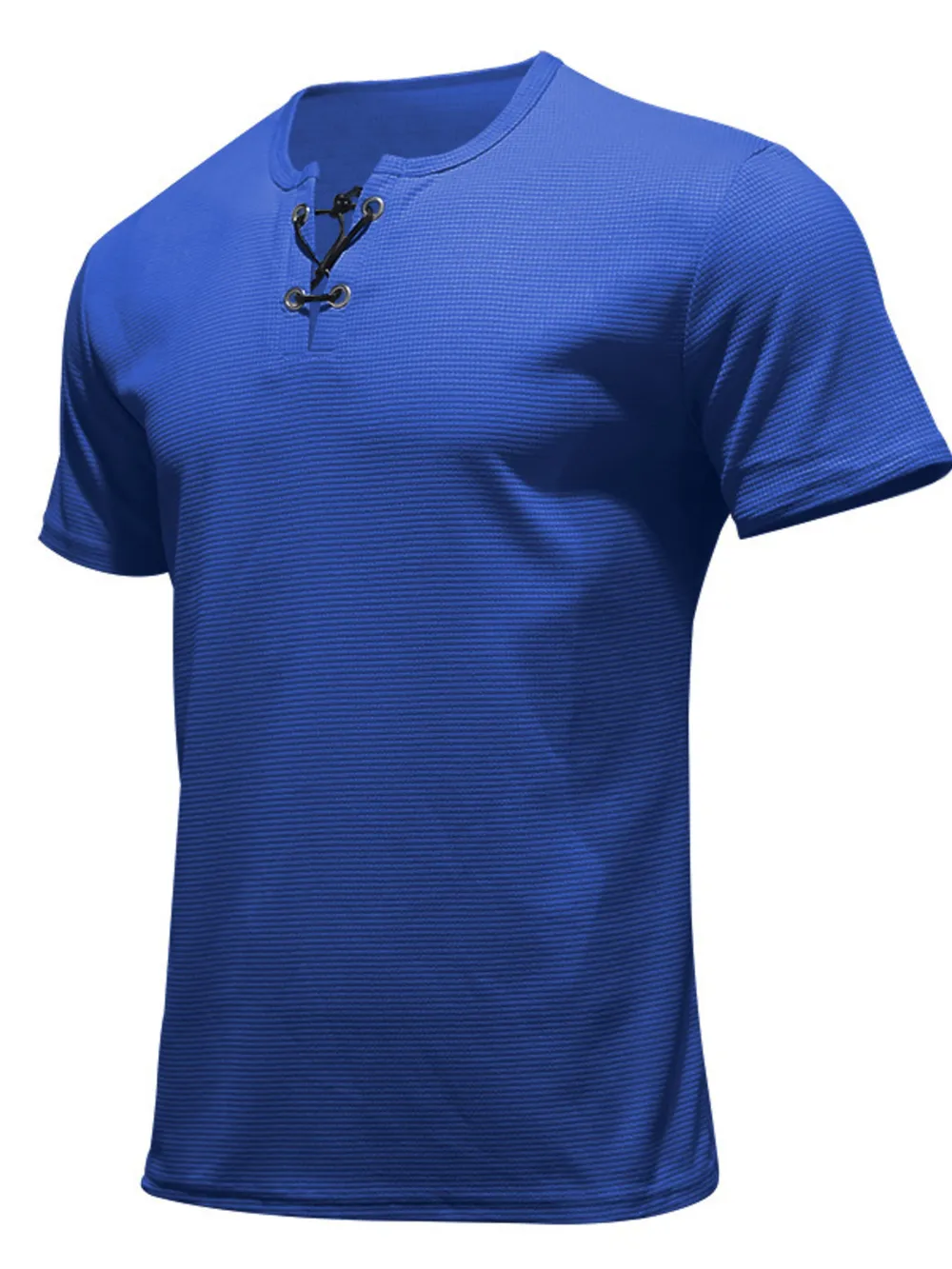 Men's Full Size Casual Lace-Up Henley T-Shirt Plus Size, image 3
