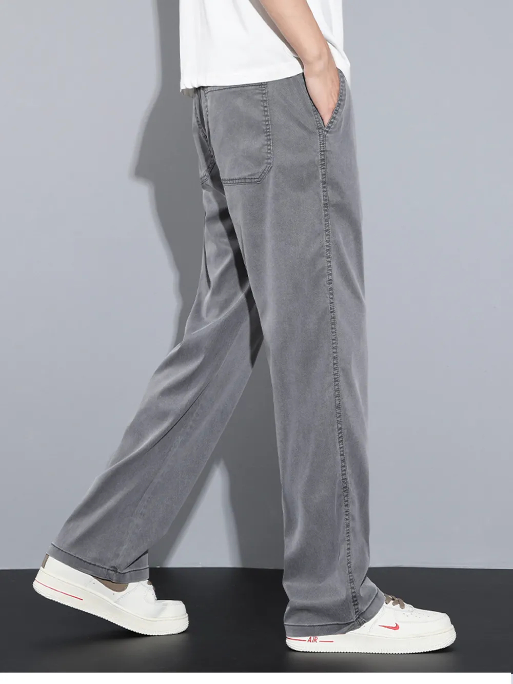 Men's Plus Size Casual Wide Leg Drawstring Pants, image 7