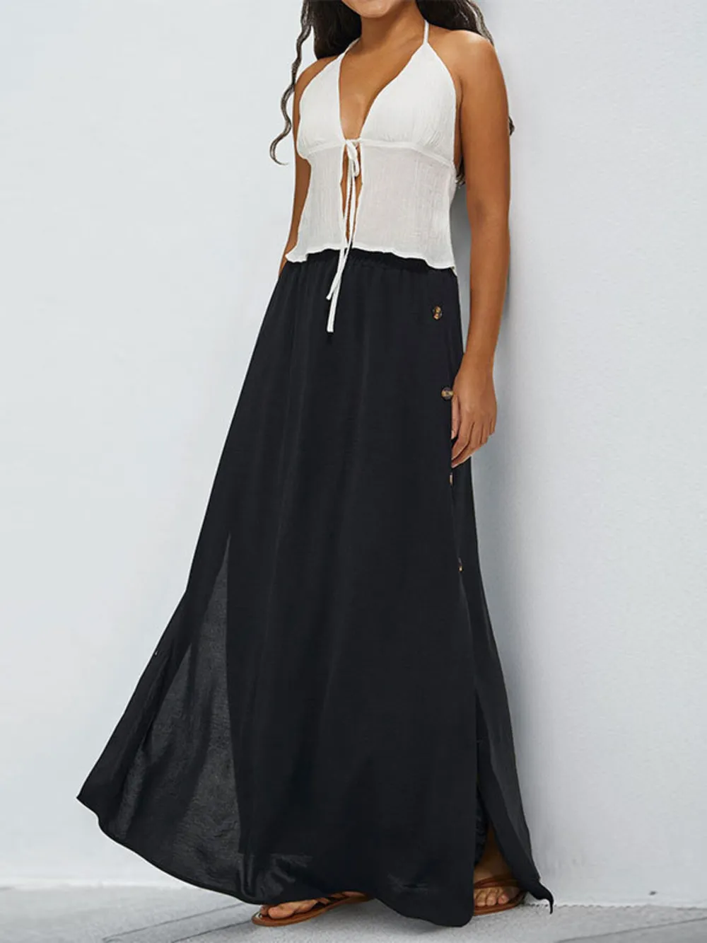 High Waist Maxi Skirt with Pockets, image 2