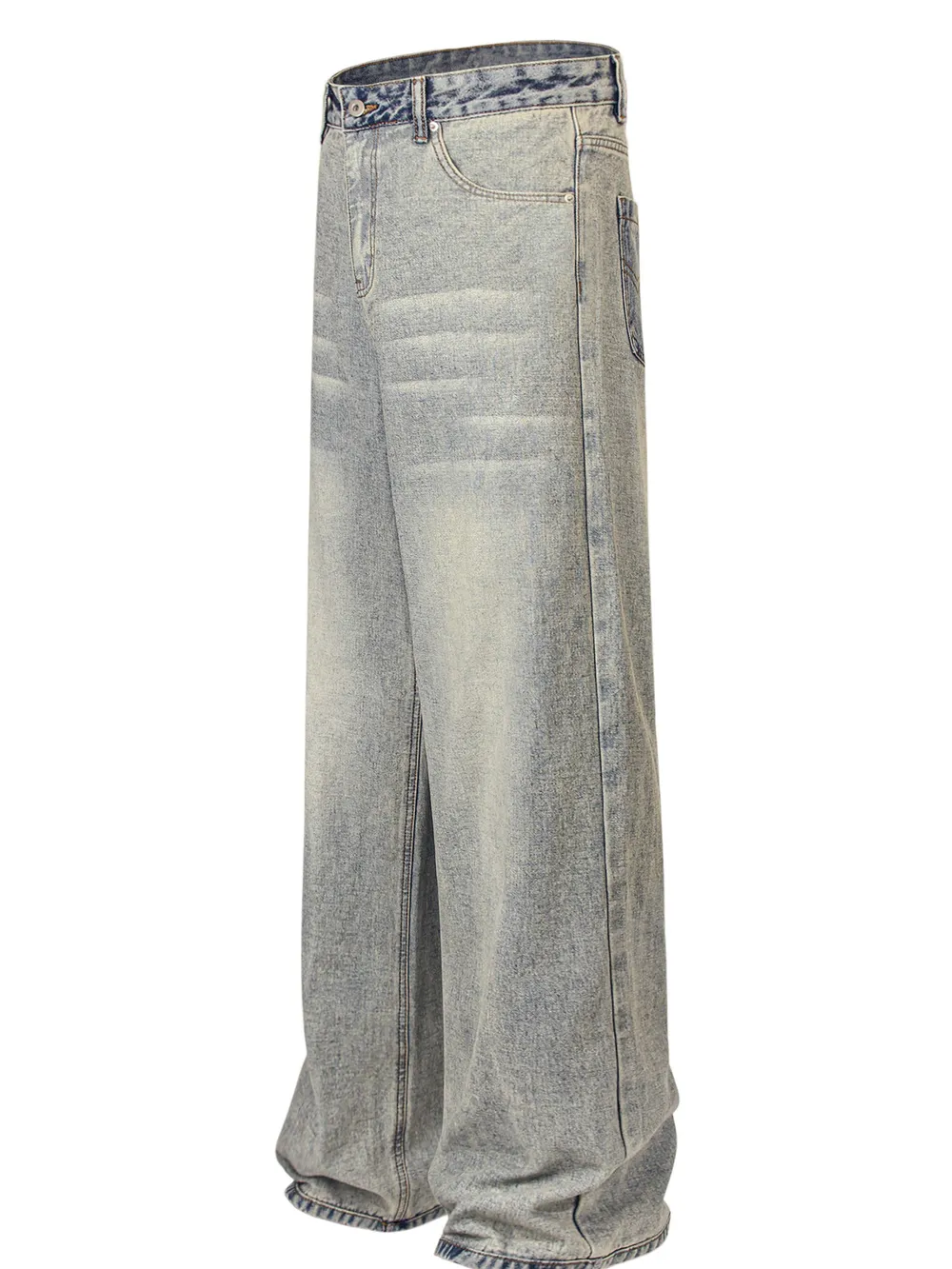 Men's Contrast Pocket Washed Straight Jeans, image 2