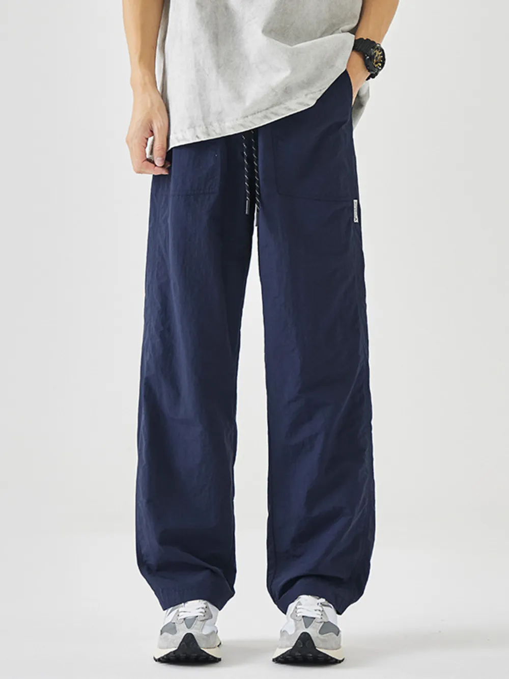 Men's Plus Size Drawstring Wide Leg Pants, image 3