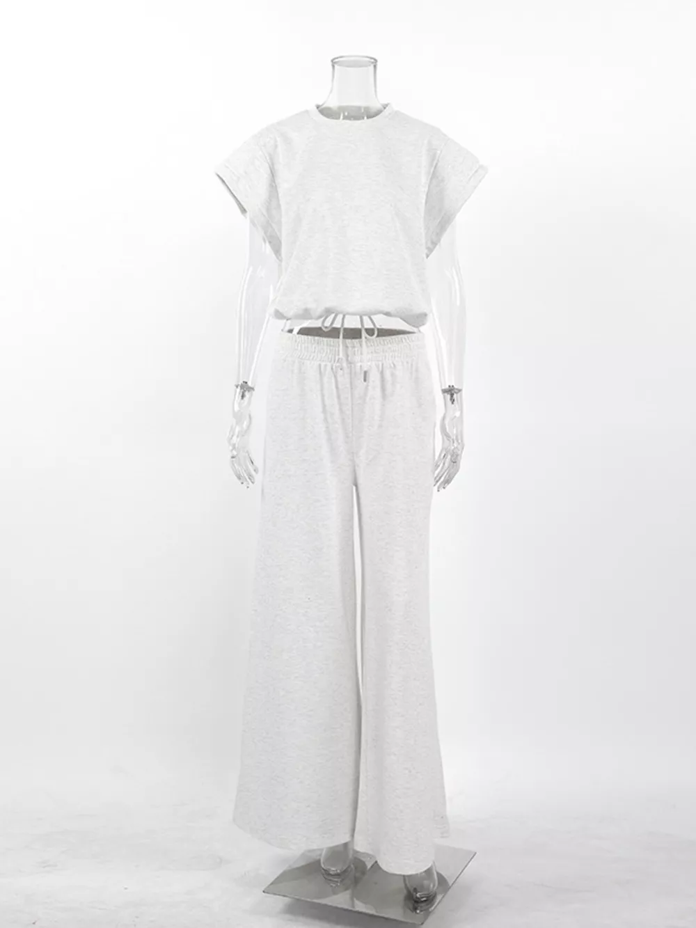 Round Neck Top and Wide Leg Pants Set, image 13