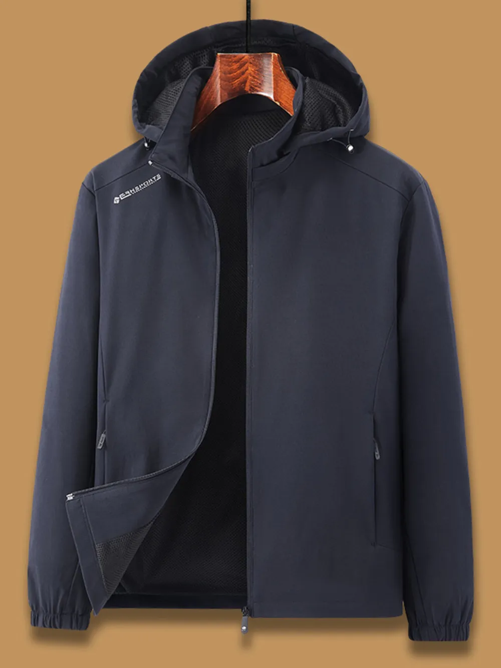 Men's Plus Size Casual Hooded Windproof Jacket, image 4