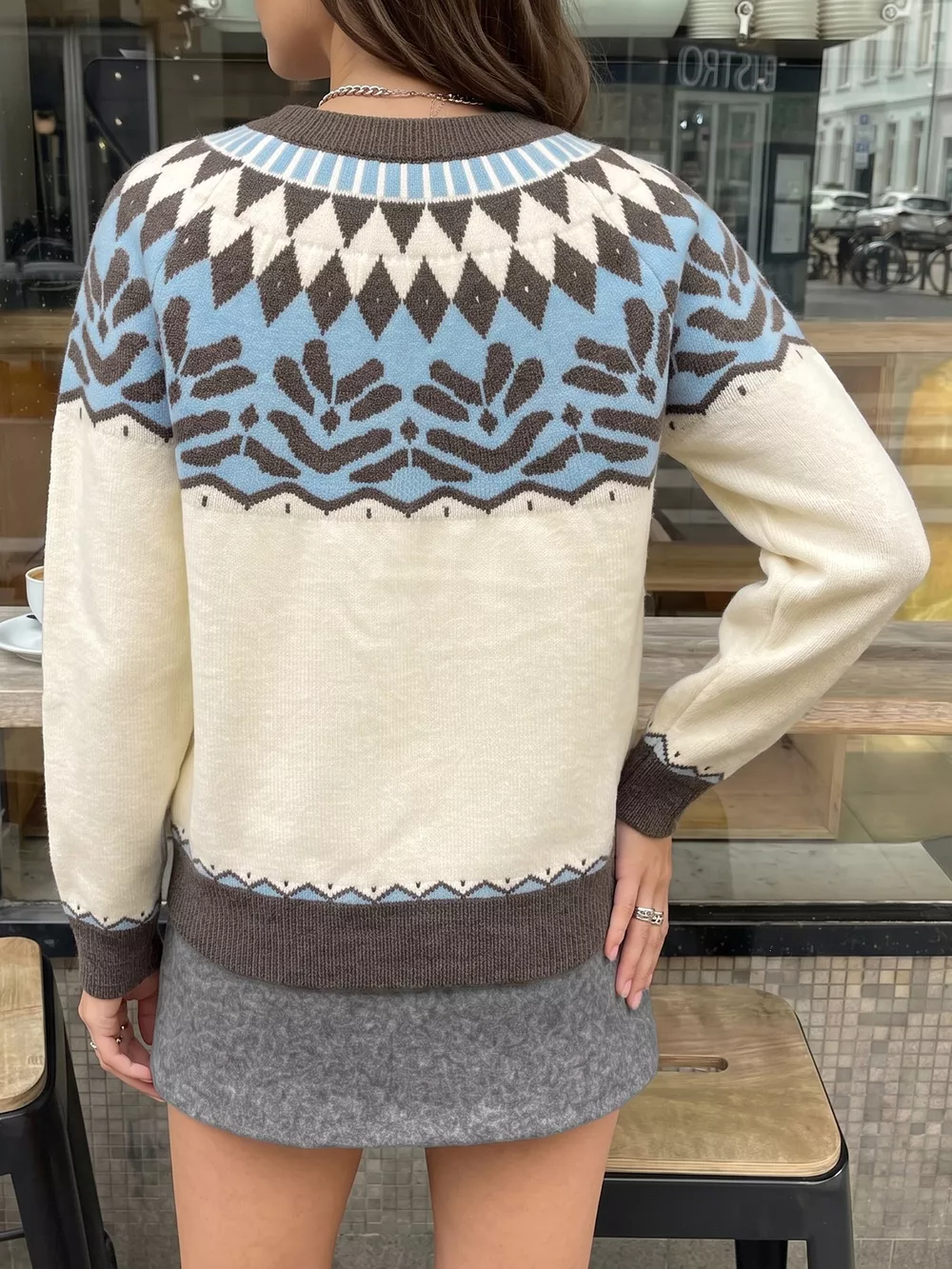 Fair Isle Pattern Round Neck Sweater, image 4