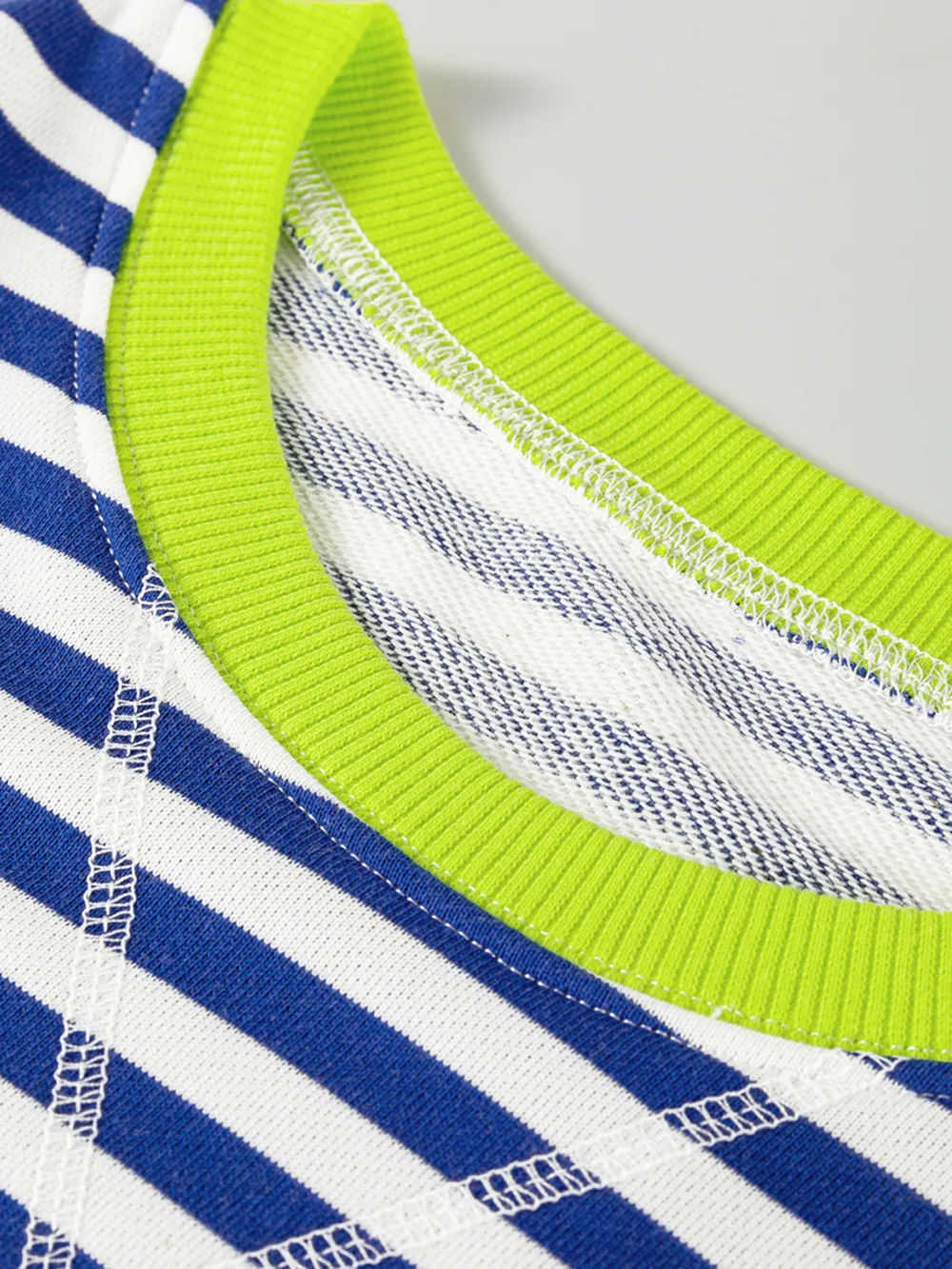 Striped Contrast Ribbed Trim Drop Shoulder Sweatshirt, image 11