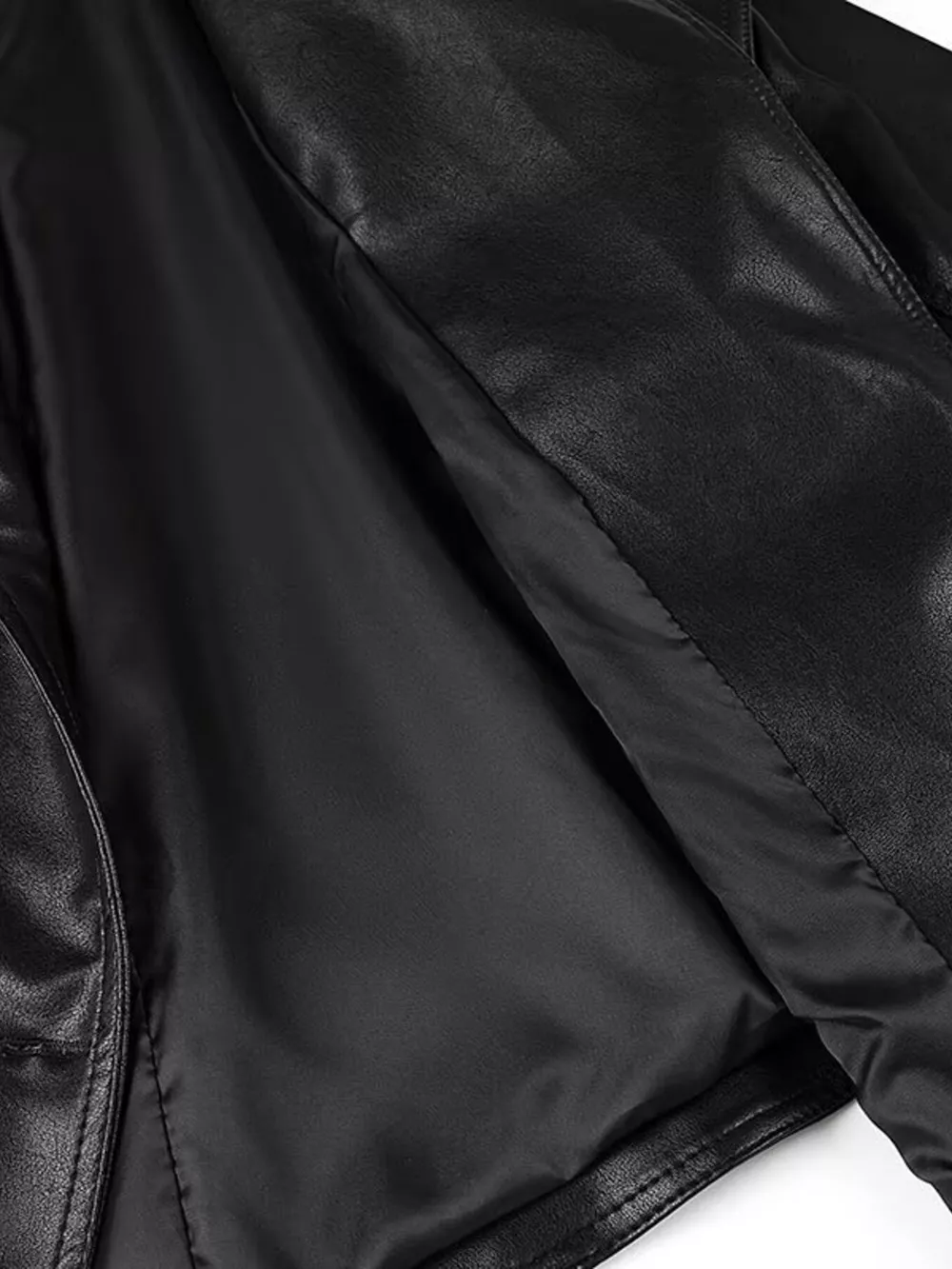 Belted Leather Jacket with Shawl Collar, image 14