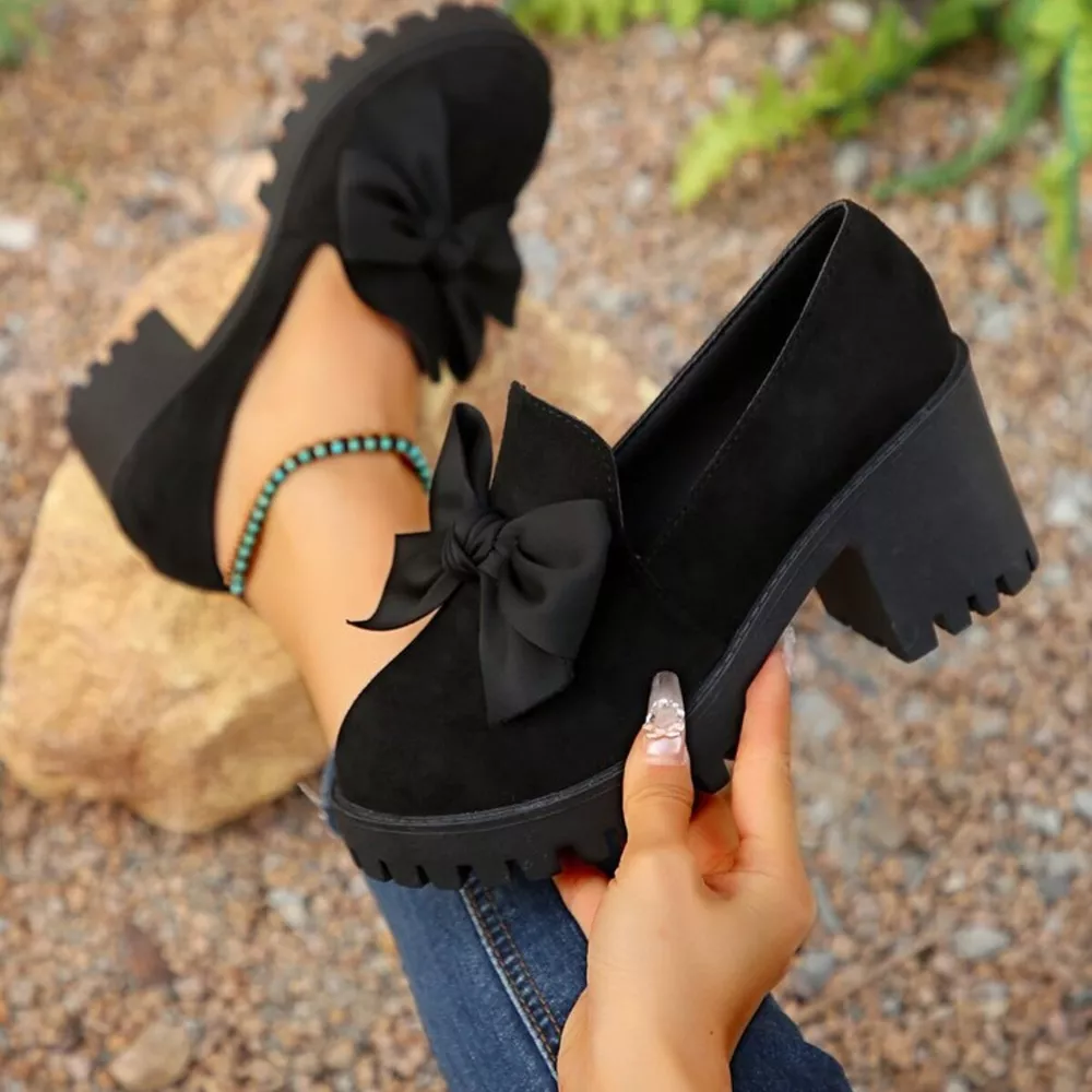 Round Toe Block Heels Pumps, image 4