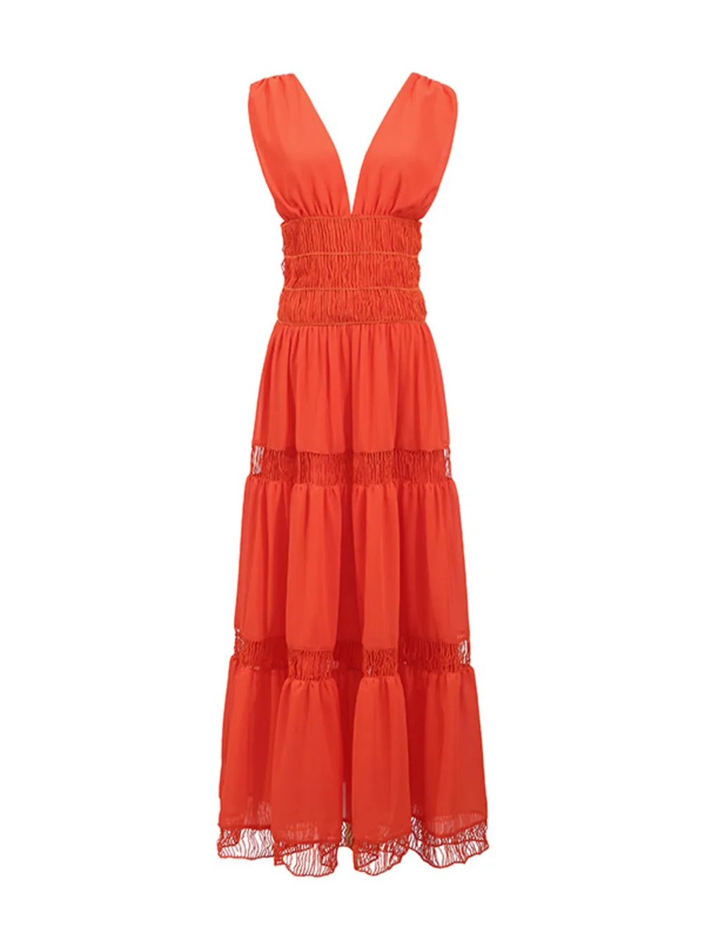 Tiered V-Neck Sleeveless Maxi Dress, image 13