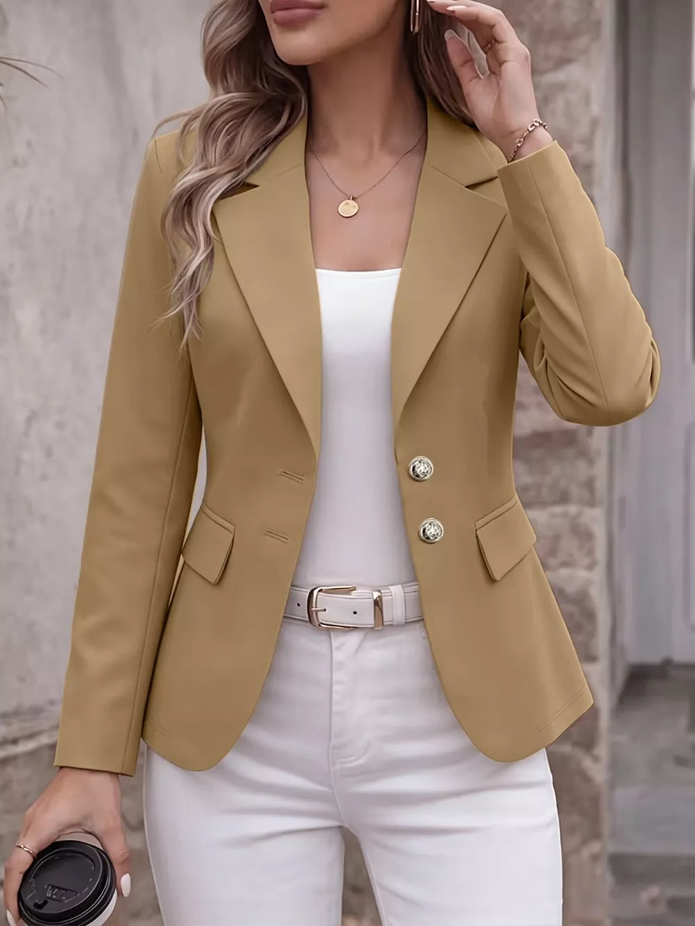 Full Size Lapel Collar Long Sleeve Blazer Plus Size, image 10