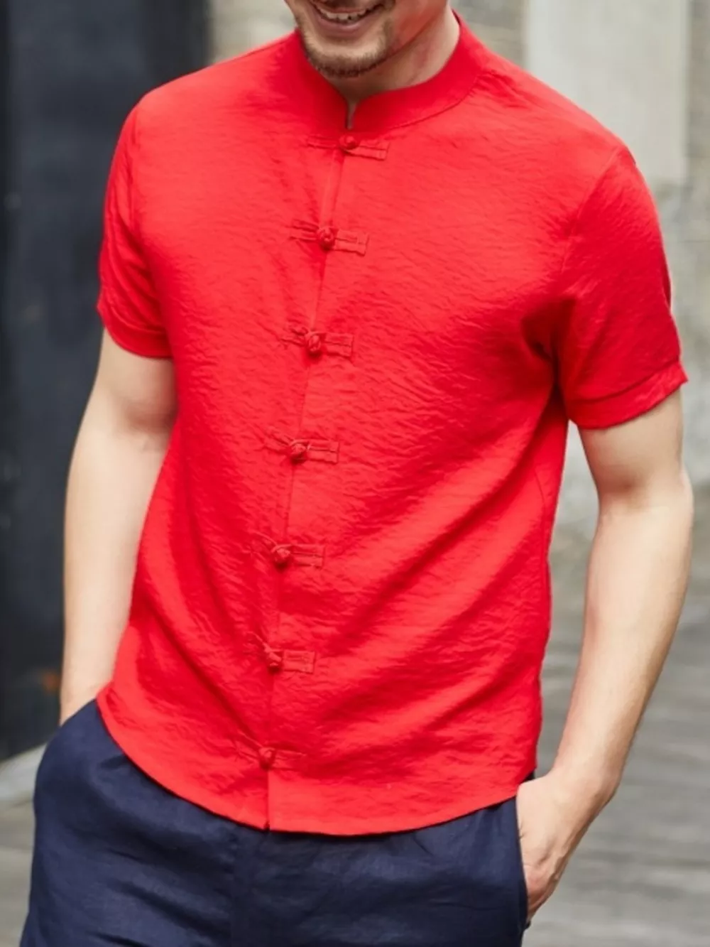 Men's Full Size Chinese Style Short Sleeve Shirt Plus Size, image 6