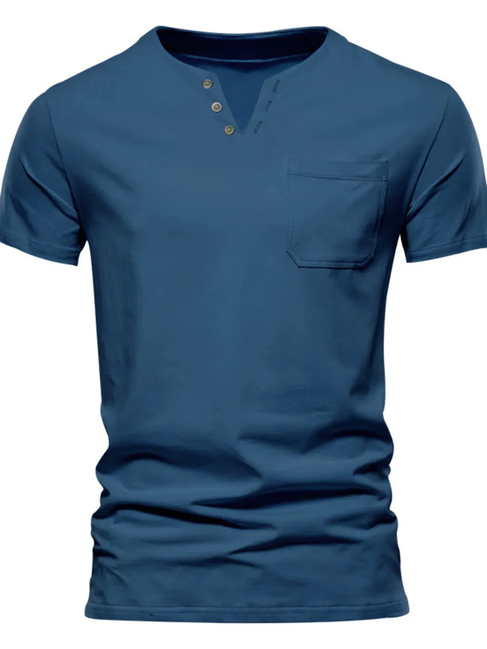 Men's Full Size Notched Henley T-Shirt with Chest Pocket Plus Size, image 6