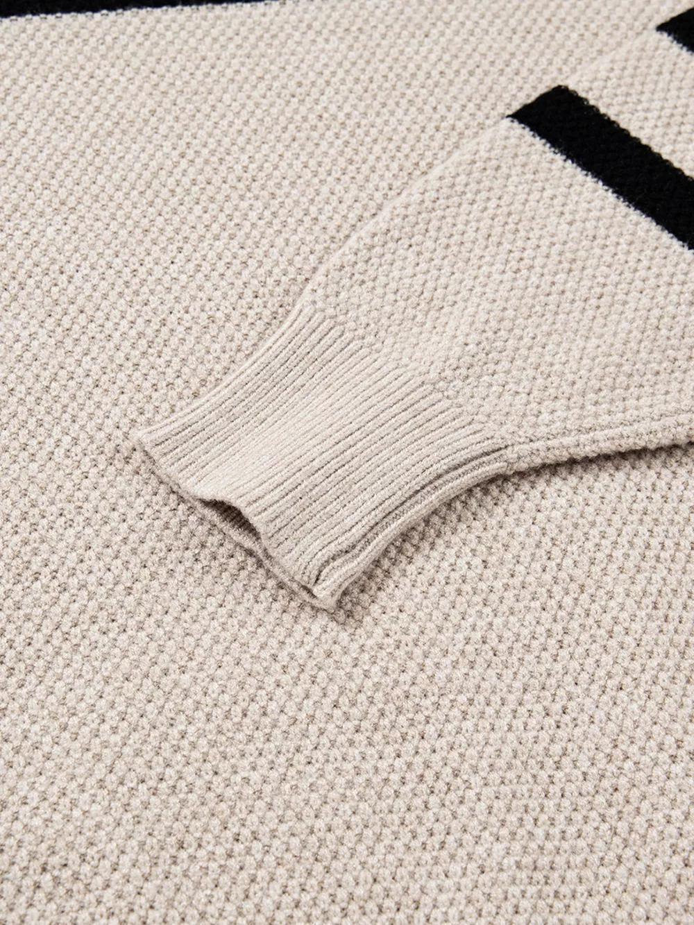 Color Block Knit Striped Sleeve Detail Casual Sweater, image 11
