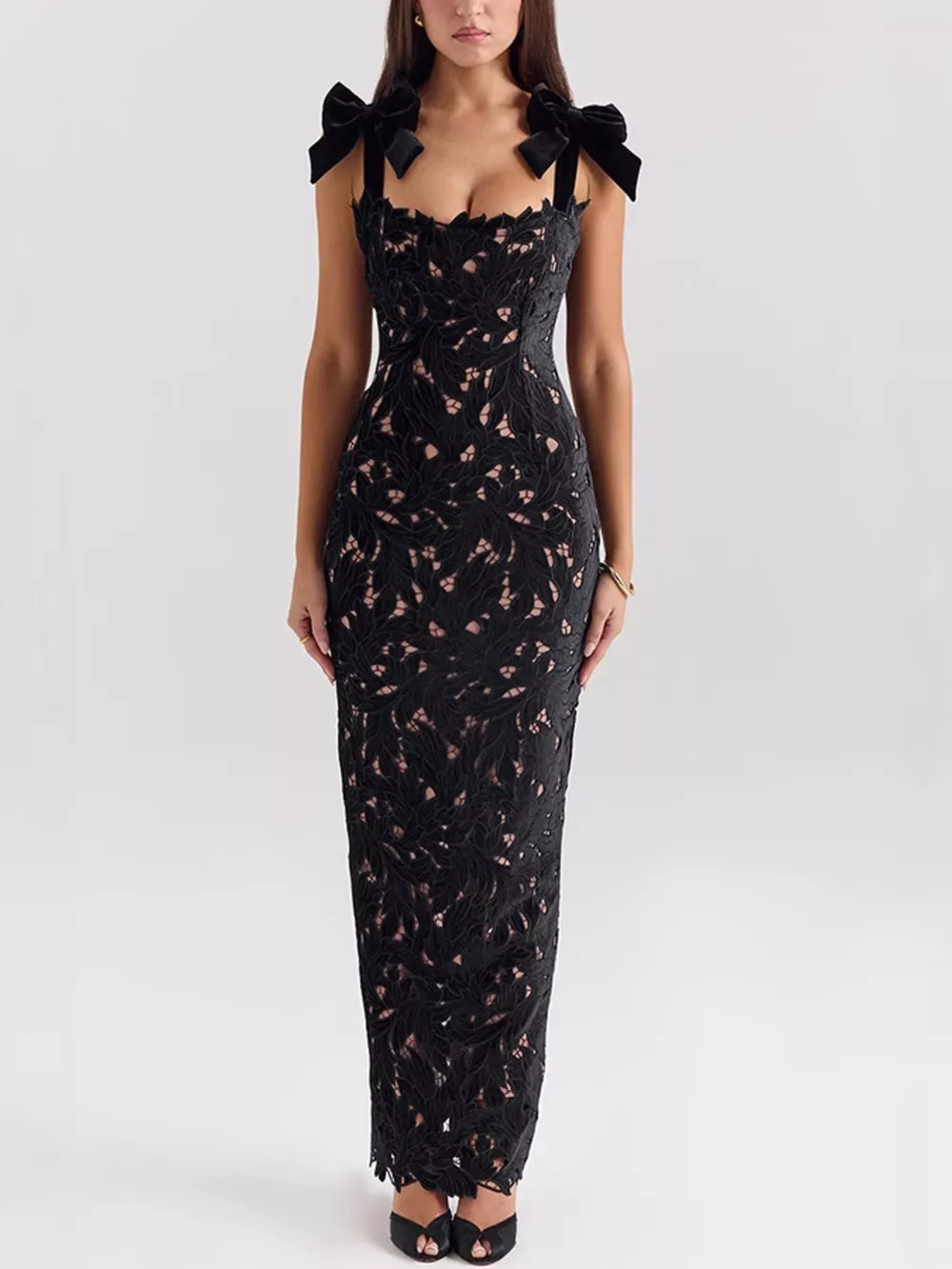 Slit Tie Shoulder Maxi Dress, image 2