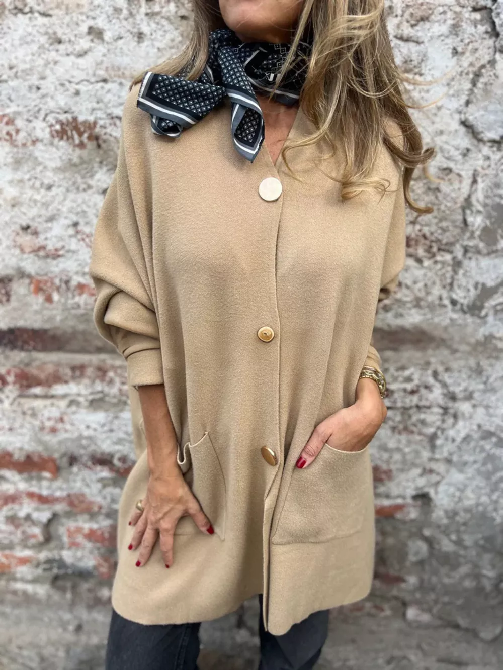 Full Size Button-Down Long Sleeve Cardigan Plus Size, image 2