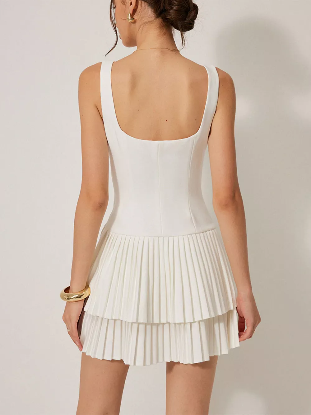 Square Neck Pleated Mini Dress, image 5