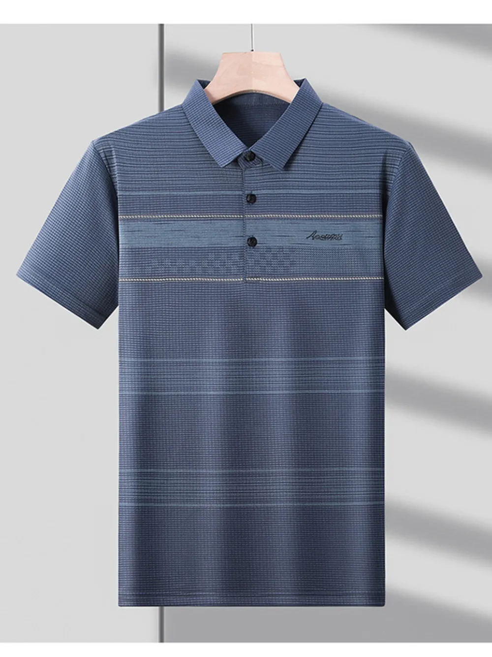 Men's Plus Size Striped Quick-Dry Short Sleeve Polo Shirt, image 7