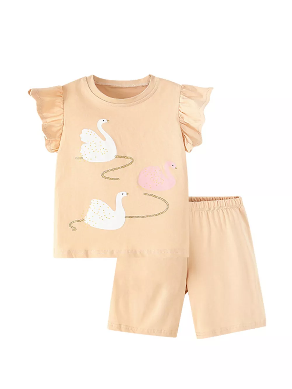 Children's Swan Ruffle Sleeve Top and Shorts Set