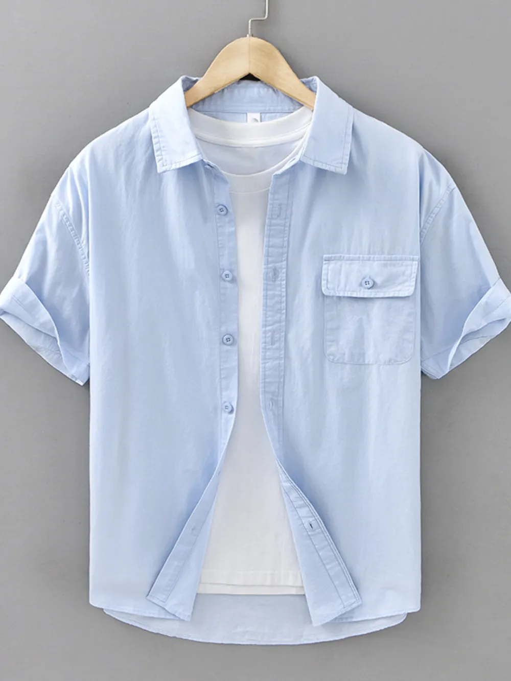 Men's Plus Size Button Up Short Sleeve Shirt, image 4