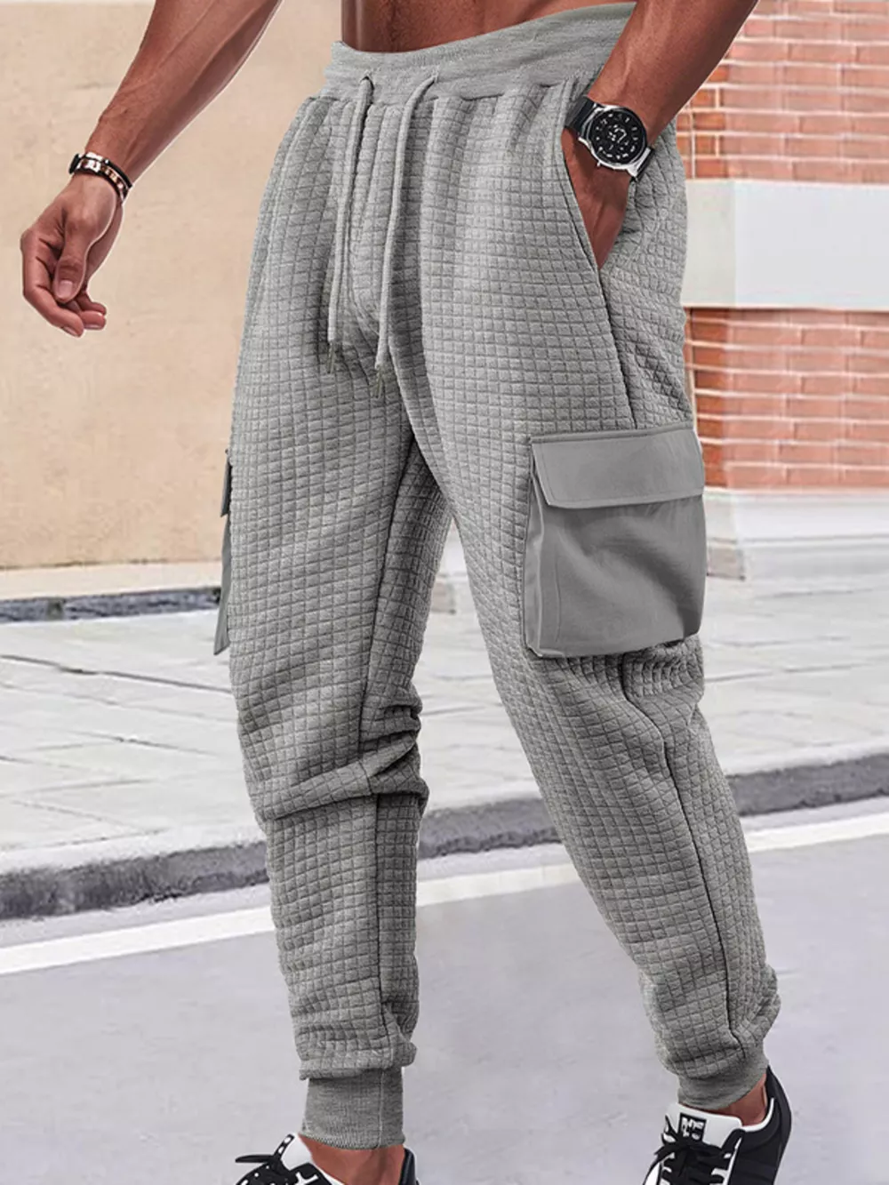 Men's Full Size Textured Cargo Joggers Plus Size, image 5