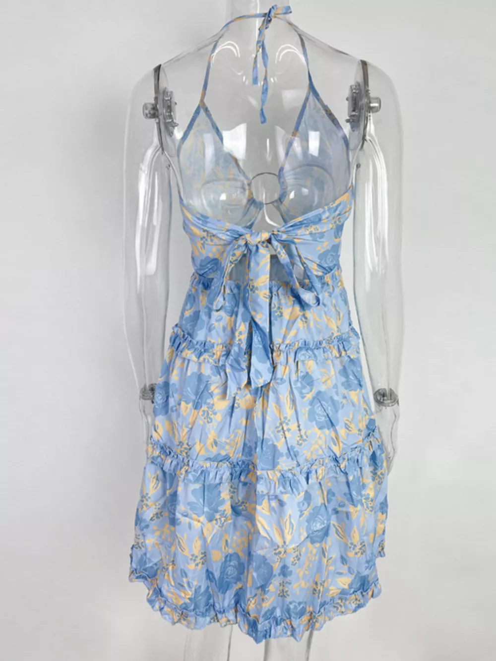 Colorful Print Halter Neck Ruffle Mini Dress, image 21