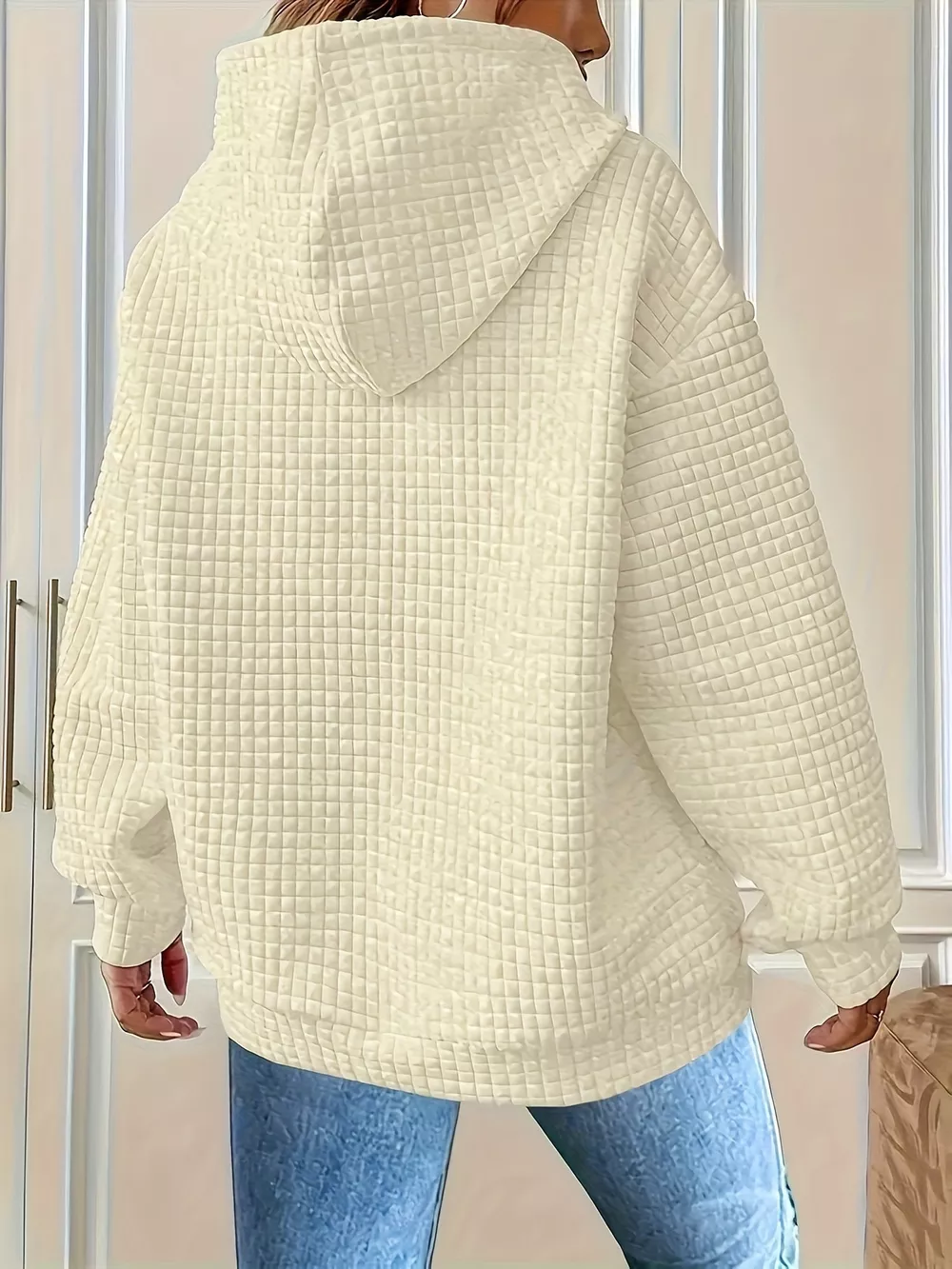 Textured Knit Drawstring Hoodie, image 13