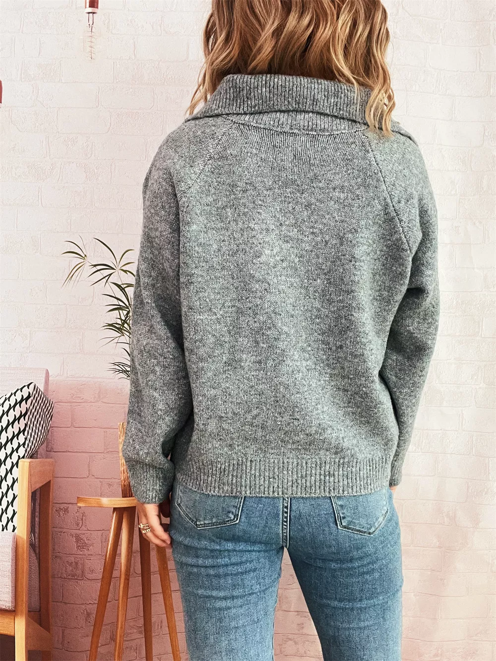 Ribbed Hem Raglan Sleeve Sweater, image 16