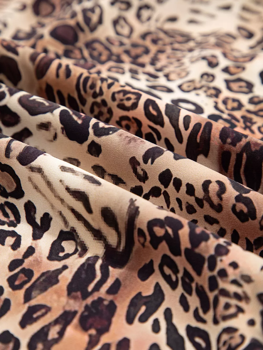 Leopard Ruffled Detail Long Sleeve Loose Mini Dress, image 9