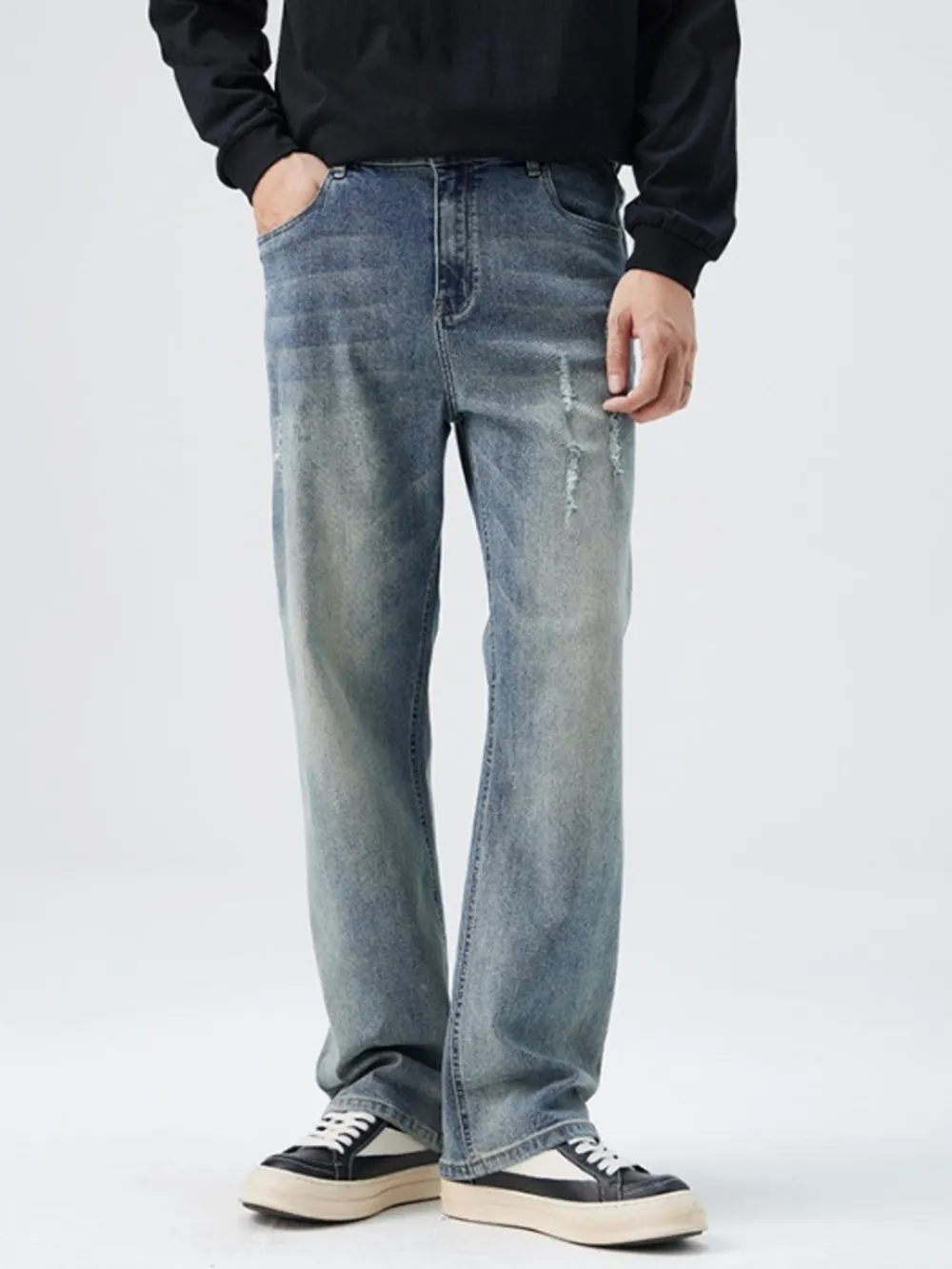 Men's Full Size Distressed Loose Fit Jeans Plus Size