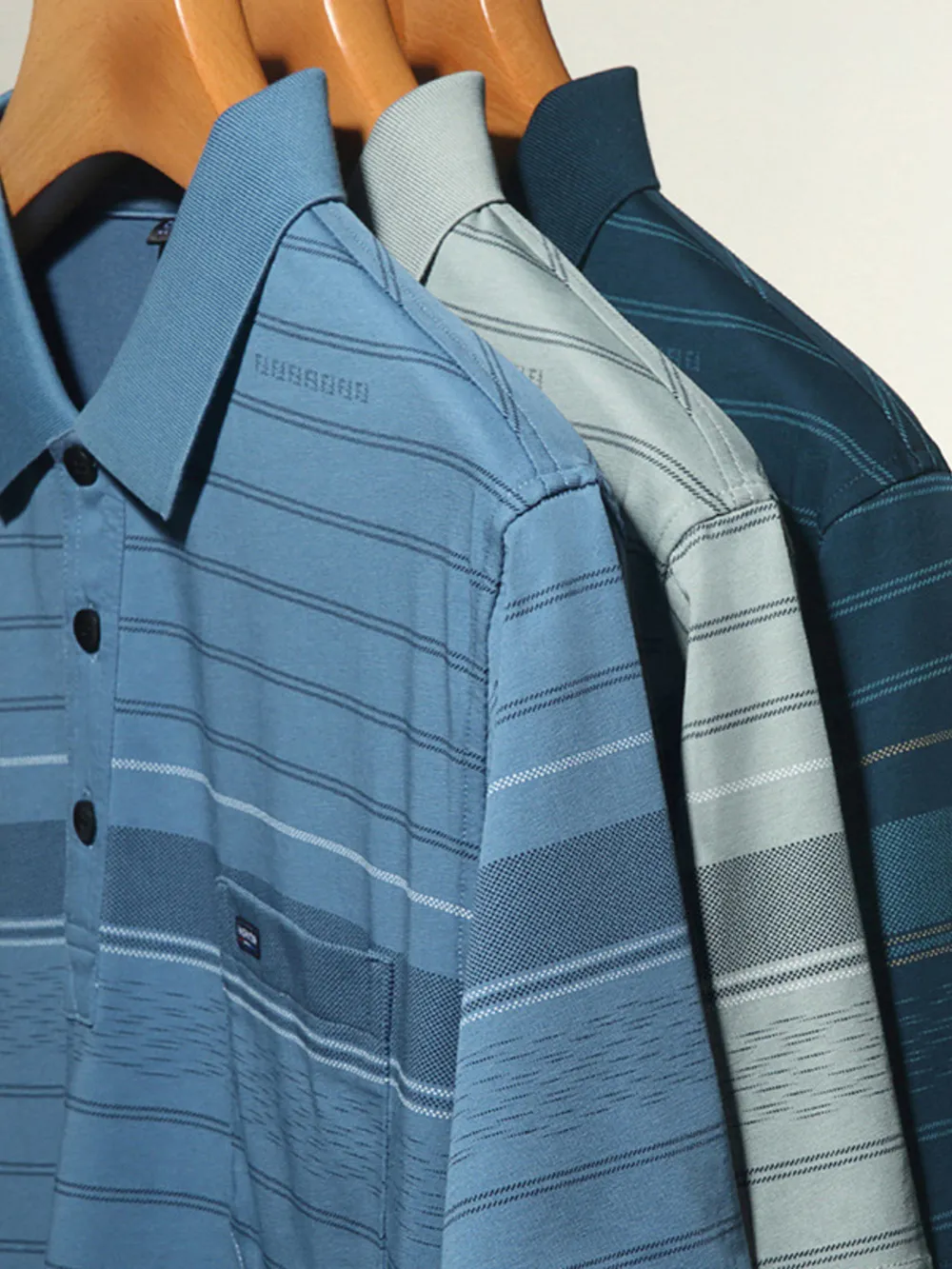 Men's Plus Size Classic Striped Business Casual Polo Shirt, image 4