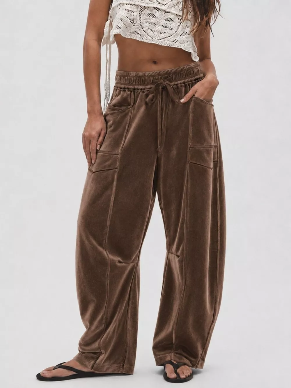 Velvet Wide-Leg Pants