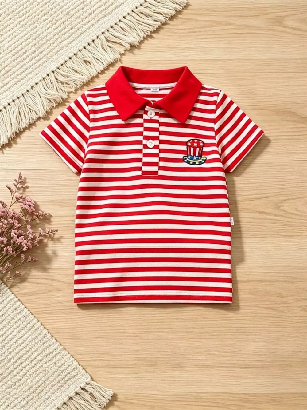 Children's Patriotic Striped Polo & Shorts Set, image 3