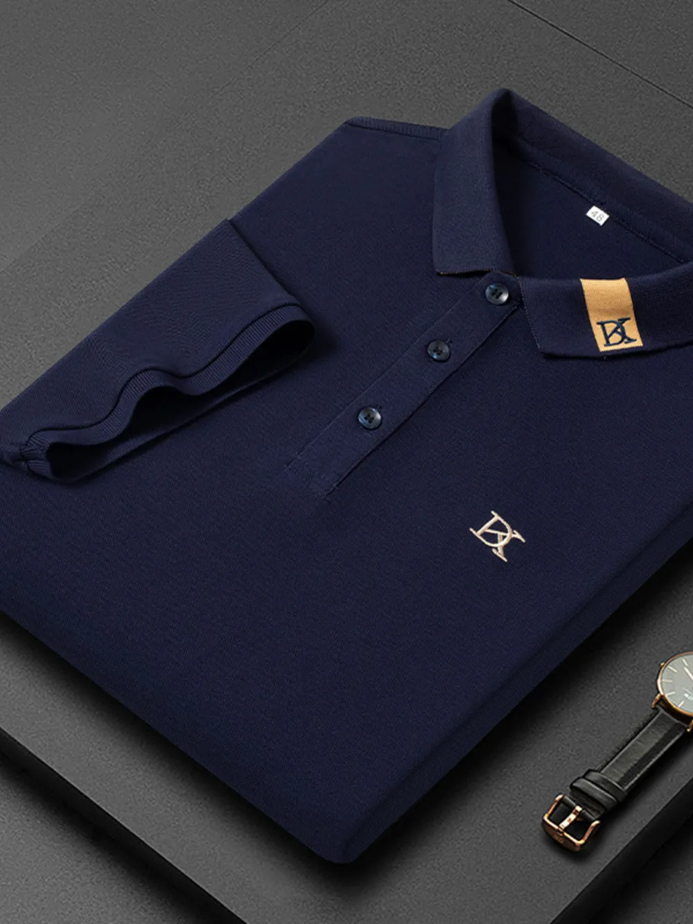 Men's Plus Size Short Sleeve Embroidered Detail Polo, image 4