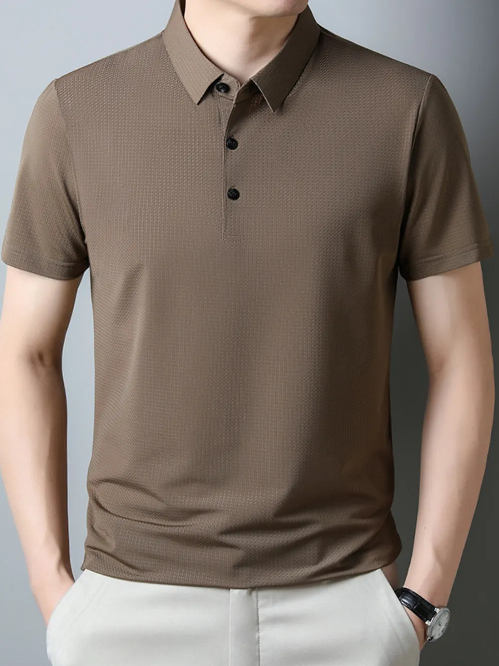 Men's Plus Size Classic Textured Slim Fit Polo Shirt, image 5
