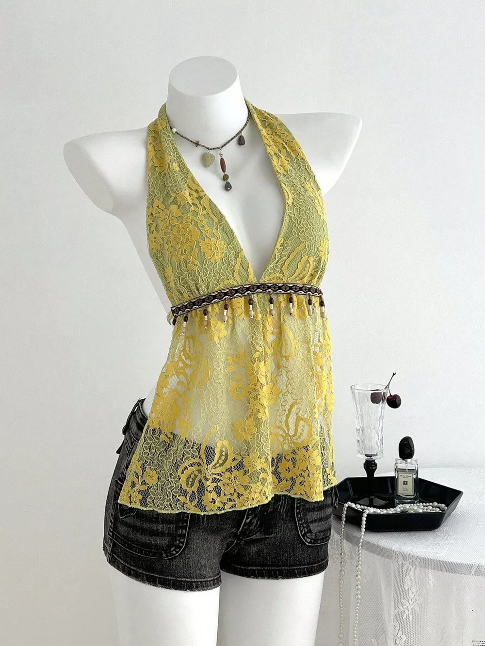 Lace Halter Neck Cami
