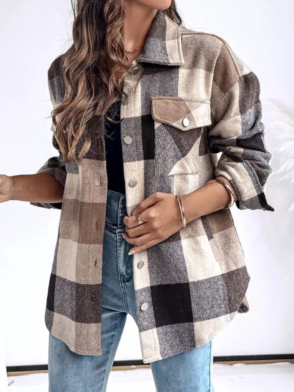 Plaid Button-Up Long Sleeve Shirt, image 5
