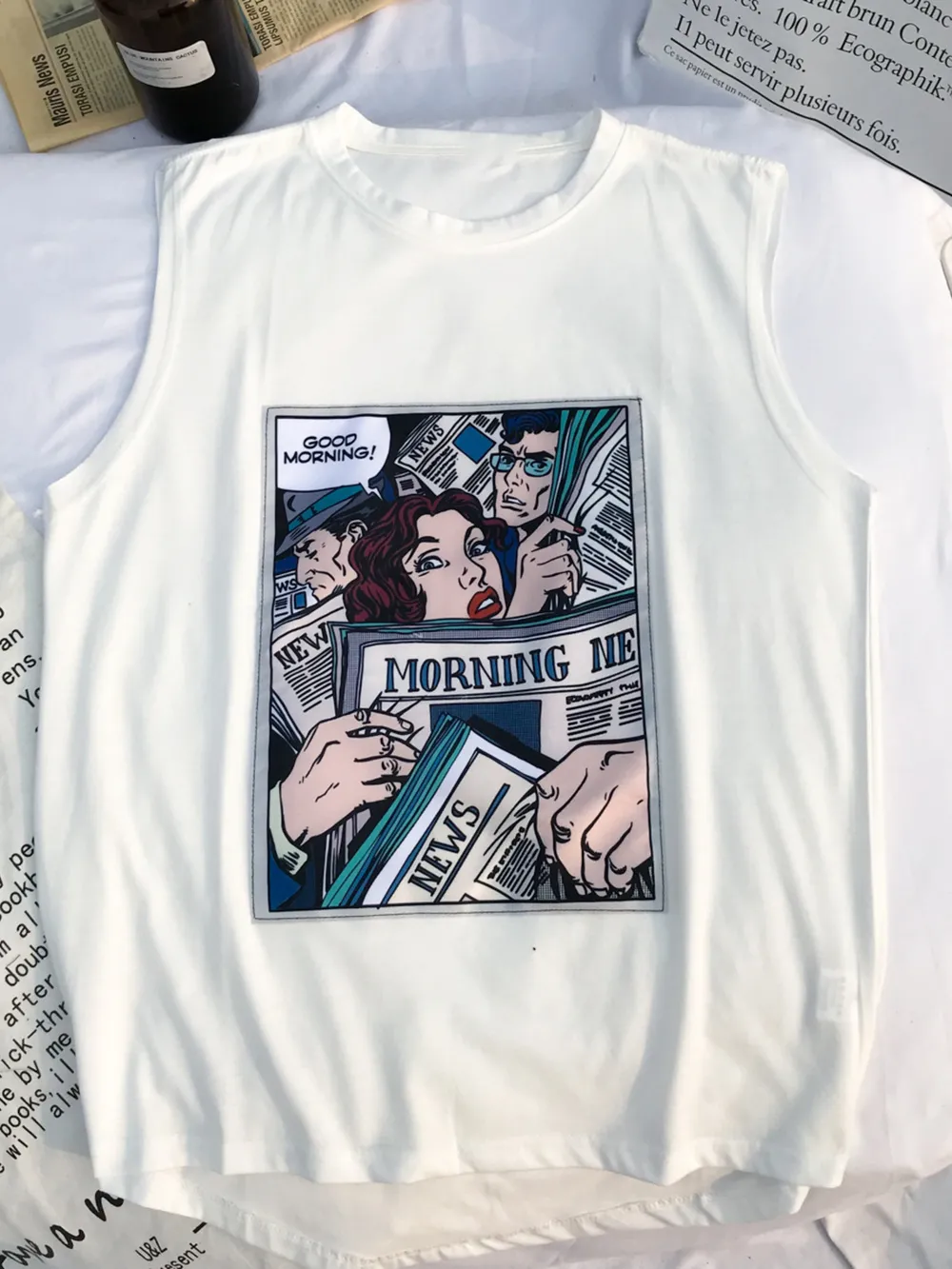 Men's Comic Print Sleeveless Tank Top, image 2