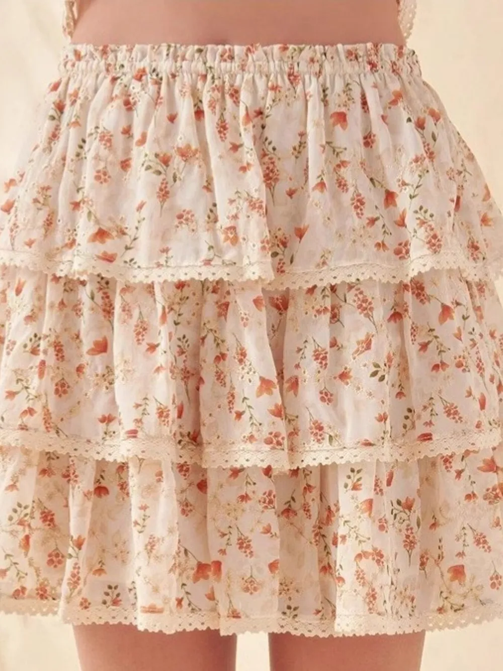 Floral Layered Ruffle Mini Skirt, image 2