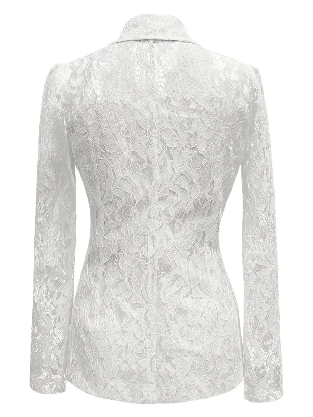 Floral Pattern Lace Single-Breasted Blazer, image 4