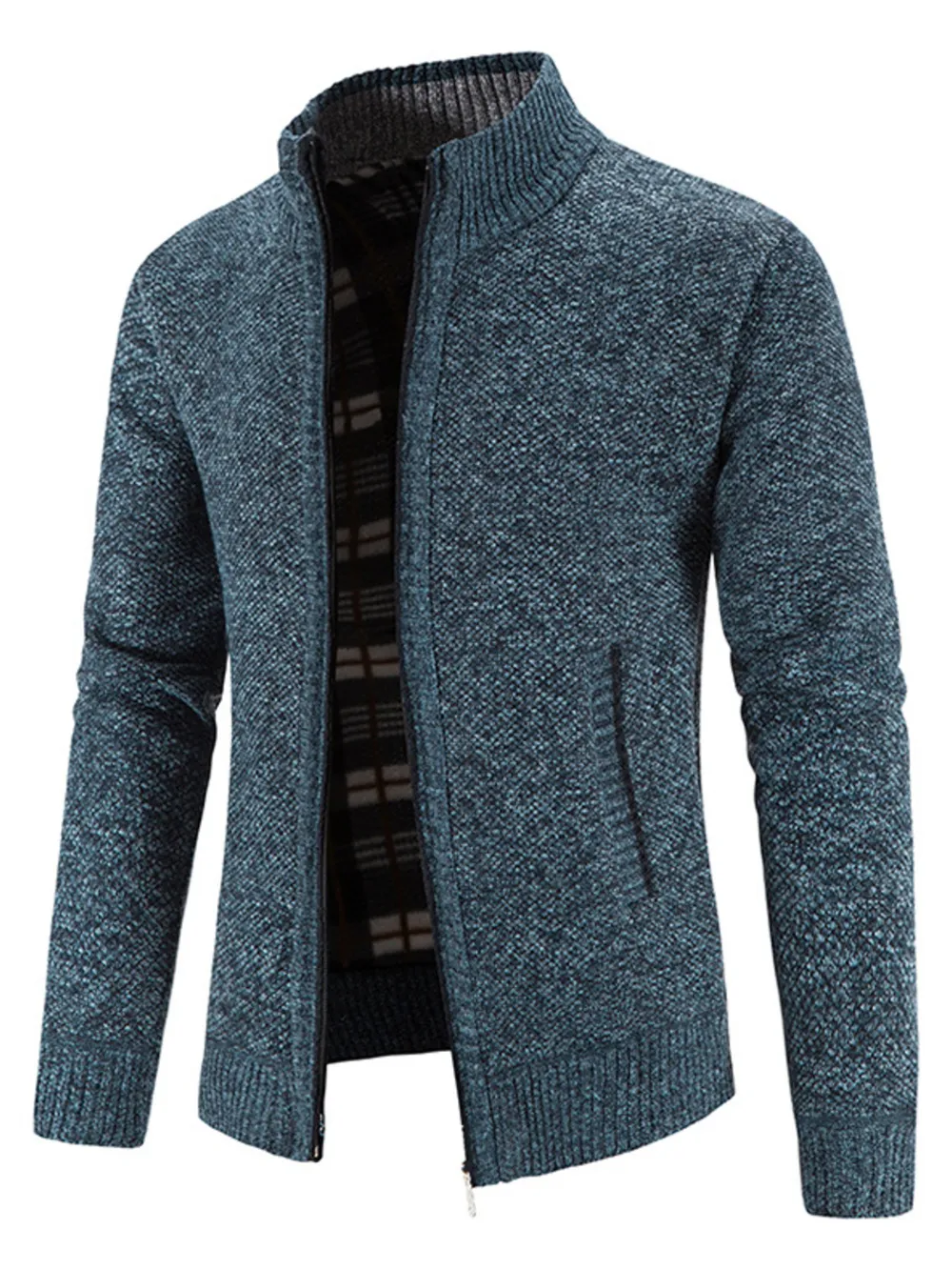 Men's Plus Size Zip-Up Sweater Cardigan with Stand Collar, image 9