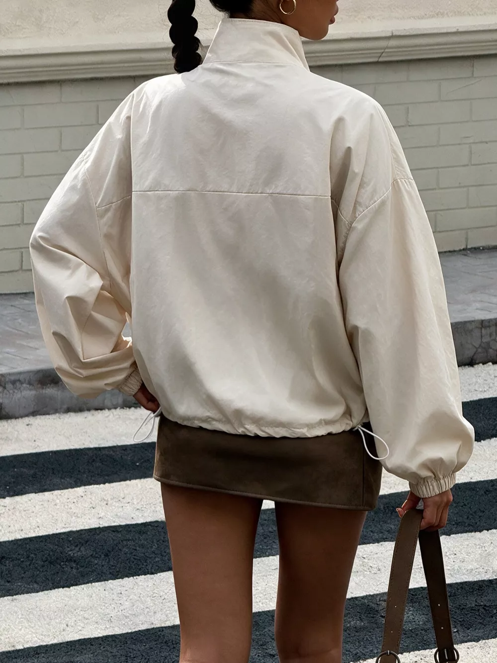 Zip-Up Dropped Shoulder Jacket, image 5