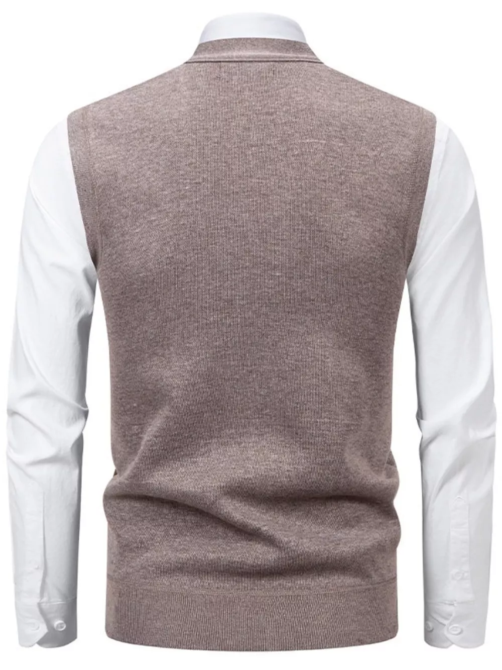 Men's Plus Size Argyle Pattern V-Neck Button-Down Cardigan Vest, image 4