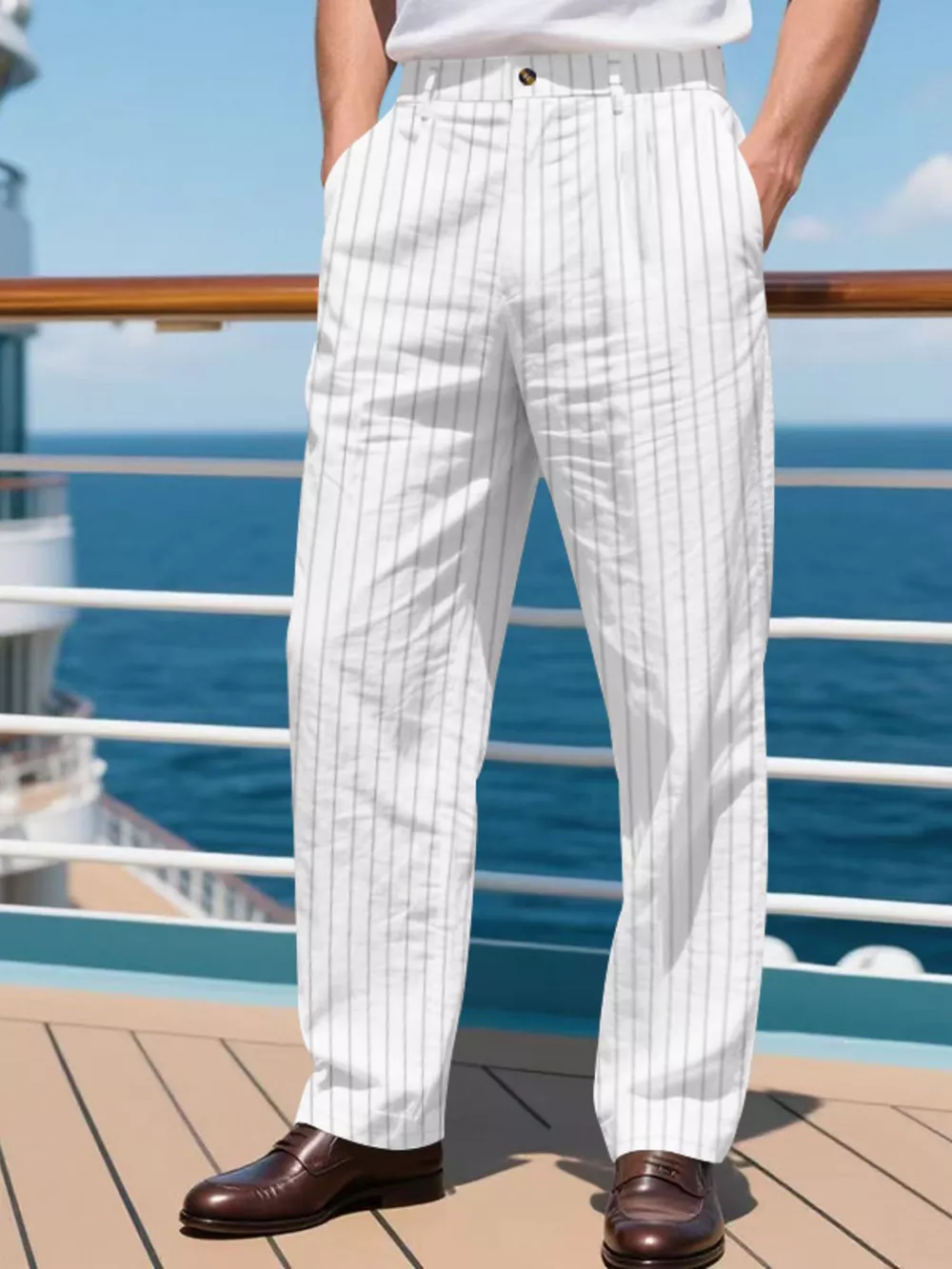 Men's Full Size Striped Wide Leg Pant Plus Size, image 20