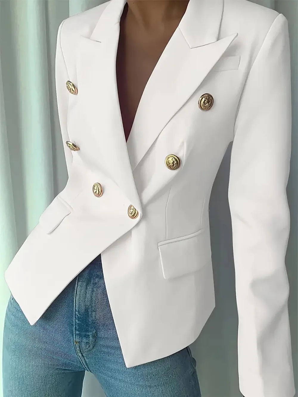 Decor Button Lapel Collar Blazer, image 15