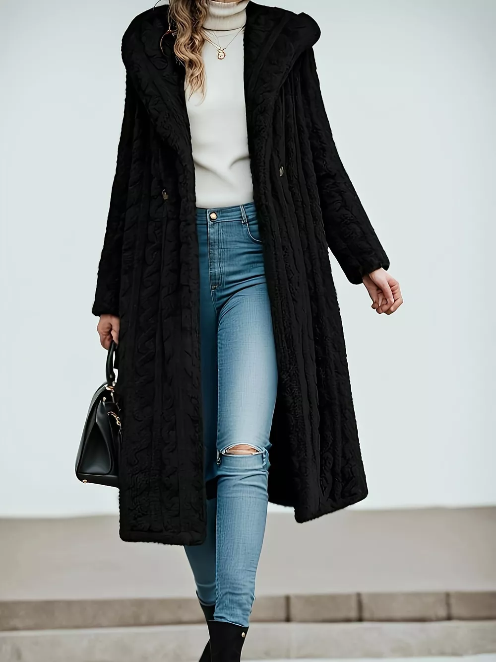 Cozy Hooded Button Up Longline Outerwear, image 6